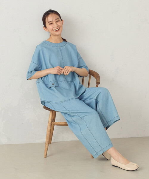 ONIGIRI(オニギリ)の「【セットアップ対応】デニムイージーパンツ(その他パンツ・レディース・サックスブルー/ネイビー・MEDIUM/LARGE)」の9枚目の写真