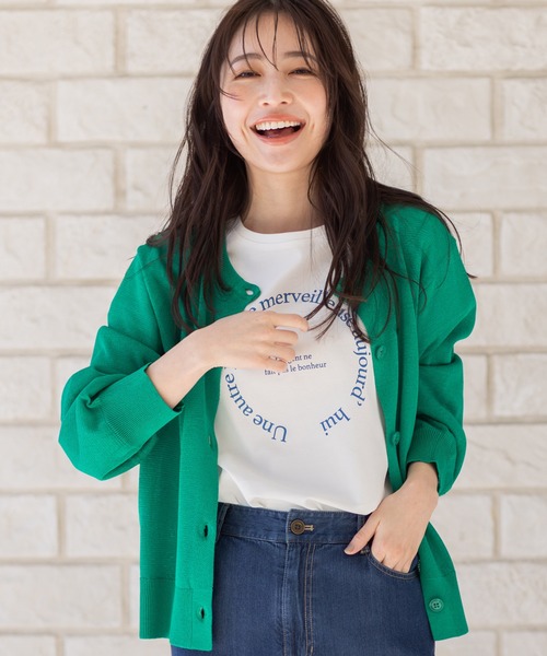 Petit Honfleur(プチオンフルール)の「ニットカーディガン(カーディガン/ボレロ・レディース・アイボリー/ネイビー/グリーン・M/L)」の2枚目の写真