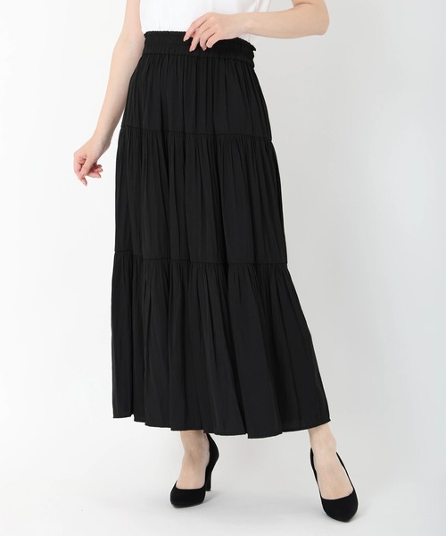 美品　パウダーサテンティアードスカート　グレー　ティアード PROPORTION BODY DRESSING スカート パウダーサテンティアード