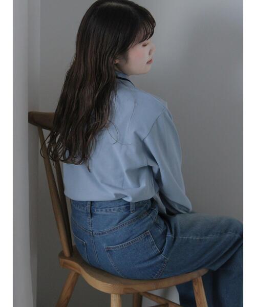 ehka sopo（エヘカソポ）の「ワンポイント刺繍ポロシャツ（Tシャツ/カットソー・レディース・グレー/サックスブルー/グリーン/オフホワイト・F）」の8枚目の写真