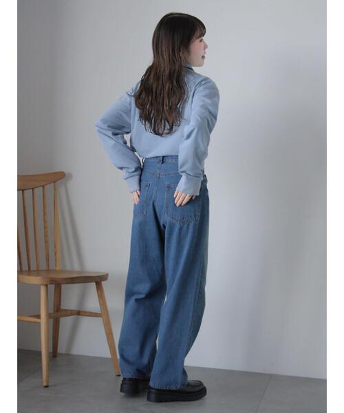 ehka sopo（エヘカソポ）の「ワンポイント刺繍ポロシャツ（Tシャツ/カットソー・レディース・グレー/サックスブルー/グリーン/オフホワイト・F）」の12枚目の写真