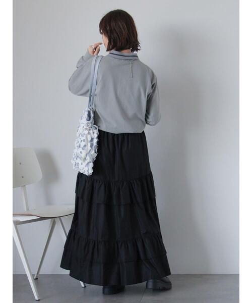 ehka sopo（エヘカソポ）の「ワンポイント刺繍ポロシャツ（Tシャツ/カットソー・レディース・グレー/サックスブルー/グリーン/オフホワイト・F）」の22枚目の写真