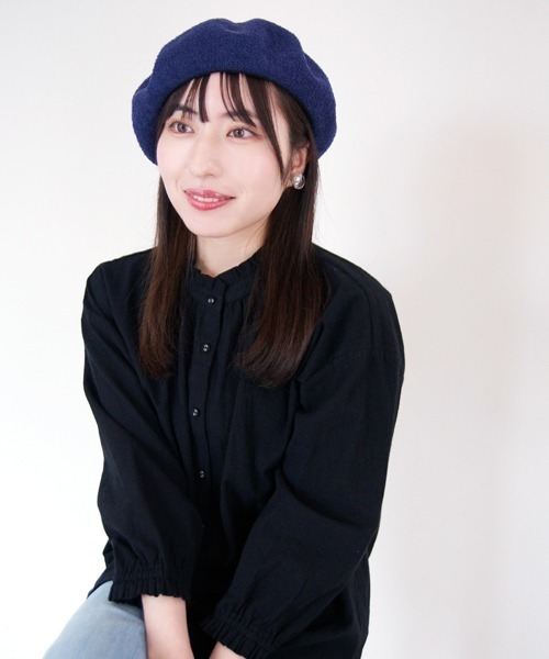 polcadot（ポルカドット）の「パイル ベレー帽（ハンチング/ベレー帽・レディース・アイボリー/ブラック/ライトグレー/ネイビー・M/L）」の11枚目の写真