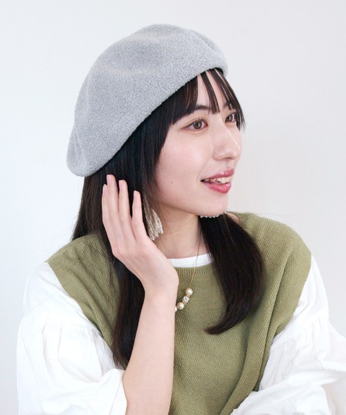 polcadot（ポルカドット）の「パイル ベレー帽（ハンチング/ベレー帽・レディース・アイボリー/ブラック/ライトグレー/ネイビー・M/L）」の8枚目の写真