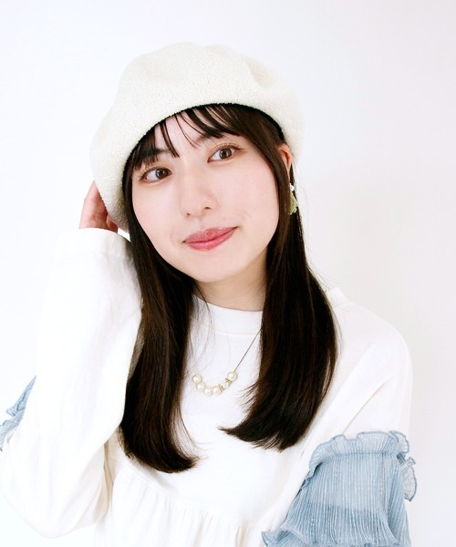 polcadot（ポルカドット）の「パイル ベレー帽（ハンチング/ベレー帽・レディース・アイボリー/ブラック/ライトグレー/ネイビー・M/L）」の5枚目の写真