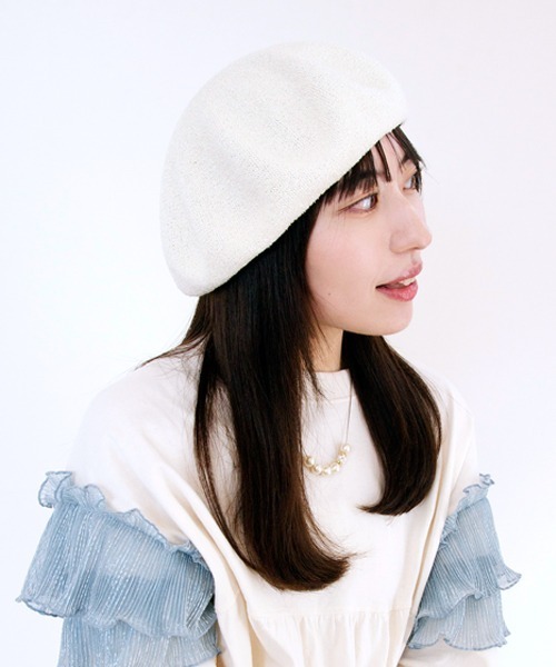 polcadot（ポルカドット）の「パイル ベレー帽（ハンチング/ベレー帽・レディース・アイボリー/ブラック/ライトグレー/ネイビー・M/L）」の6枚目の写真