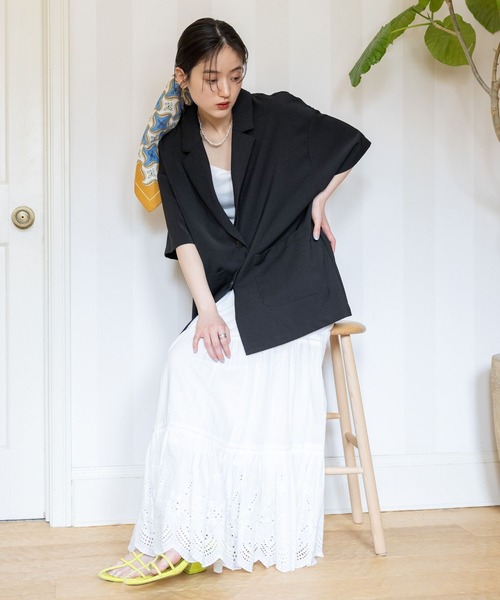 RAGEBLUE（レイジブルー）の「オーバーサイズ半袖テーラードジャケット（テーラードジャケット・レディース・ブラック/ベージュ・FREE）」の3枚目の写真