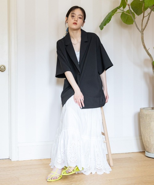 RAGEBLUE（レイジブルー）の「オーバーサイズ半袖テーラードジャケット（テーラードジャケット・レディース・ブラック/ベージュ・FREE）」の4枚目の写真