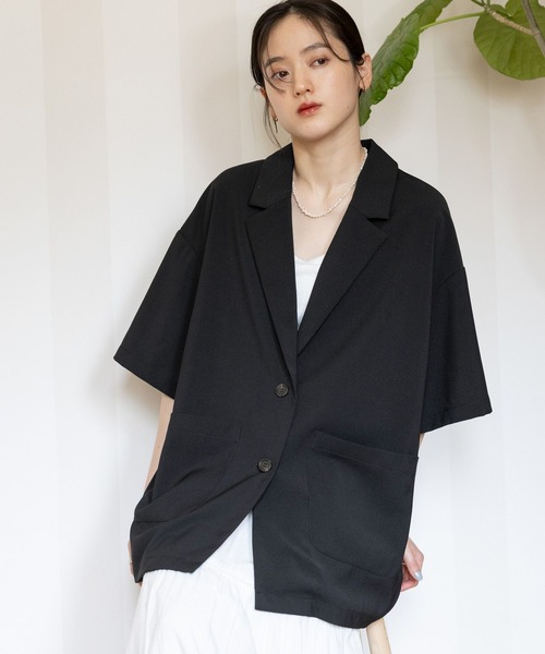PERVERZE パーバーズ　半袖テーラードジャケット　ブラック　フリーサイズ RAGEBLUE（レイジブルー）の「オーバーサイズ半袖テーラードジャケット