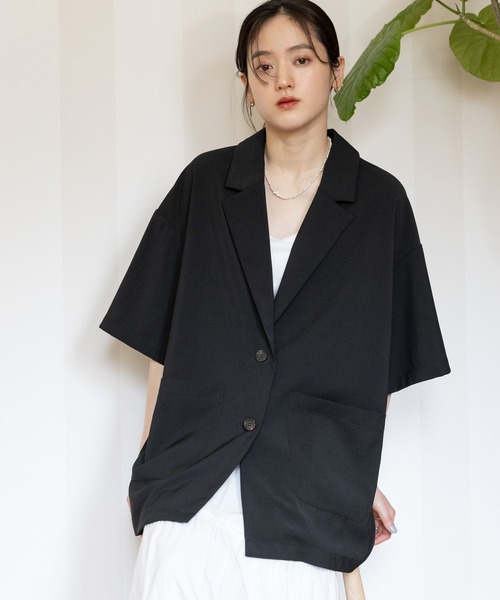 RAGEBLUE（レイジブルー）の「オーバーサイズ半袖テーラードジャケット（テーラードジャケット・レディース・ブラック/ベージュ・FREE）」の7枚目の写真