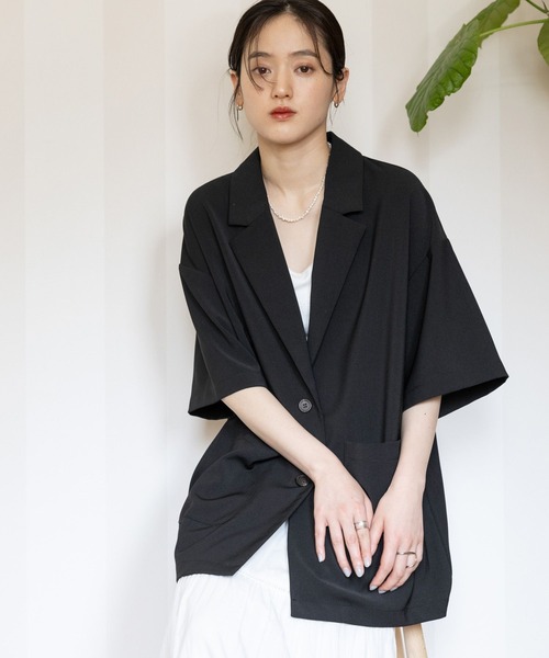 RAGEBLUE（レイジブルー）の「オーバーサイズ半袖テーラードジャケット（テーラードジャケット・レディース・ブラック/ベージュ・FREE）」の8枚目の写真