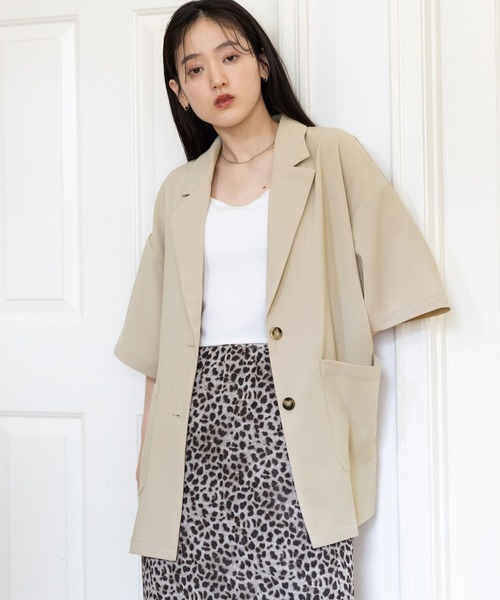 RAGEBLUE（レイジブルー）の「オーバーサイズ半袖テーラードジャケット（テーラードジャケット・レディース・ブラック/ベージュ・FREE）」の13枚目の写真