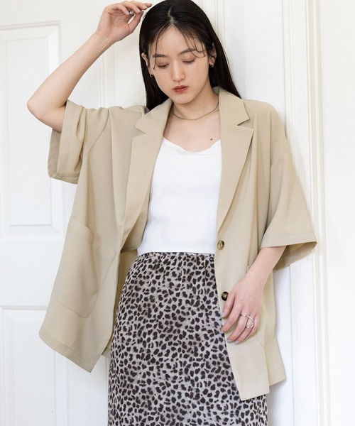 RAGEBLUE（レイジブルー）の「オーバーサイズ半袖テーラードジャケット（テーラードジャケット・レディース・ブラック/ベージュ・FREE）」の14枚目の写真