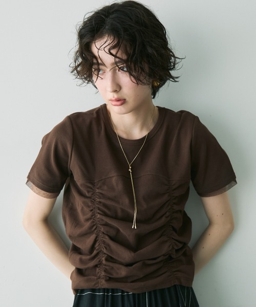 セール】シャーリングチュール使いプルオーバー（Tシャツ