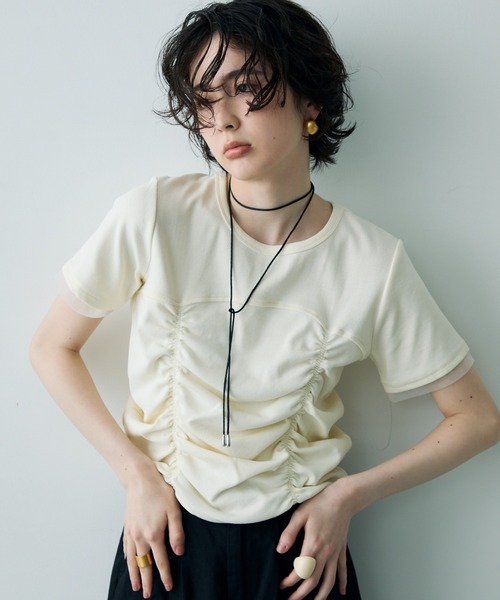 ＜H＞チュールシャーリング プルオーバー H BEAUTY&YOUTH ＜H＞チュールシャーリング プルオーバー