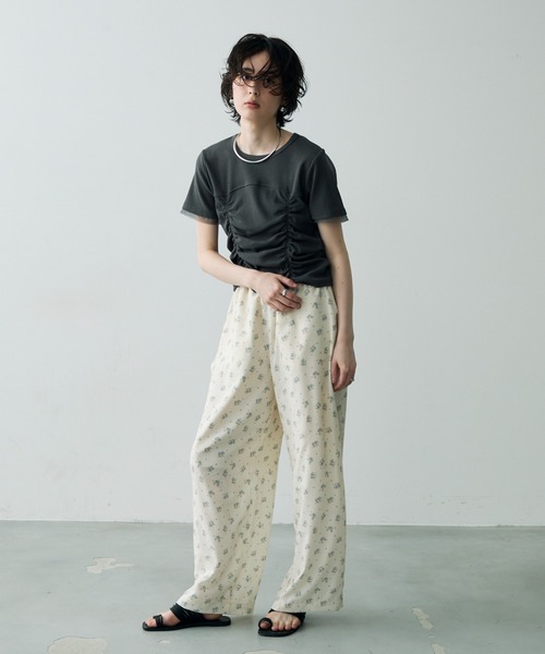 シャーリングチュール使いプルオーバー（Tシャツ/カットソー