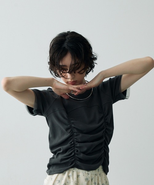 セール】シャーリングチュール使いプルオーバー（Tシャツ