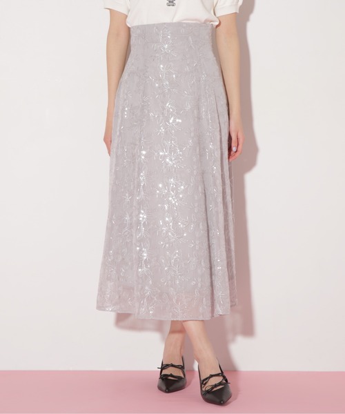 JILL by JILL STUART(ジルバイジルスチュアート)の「◇スパンコール刺繍シアースカート(スカート・レディース・グレー/ラベンダー・SMALL/MEDIUM)」の3枚目の写真