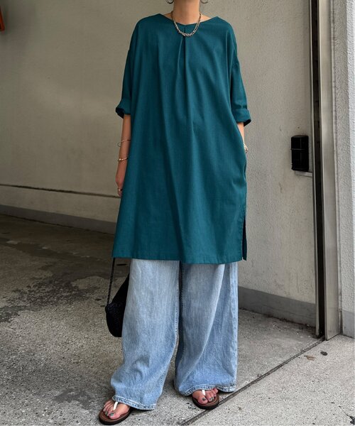 LBC(エルビーシー)の「リネン混サックワンピース(ワンピース・レディース・マスタード/パープル/ベージュ/グリーン/ブラック・M/L)」の17枚目の写真