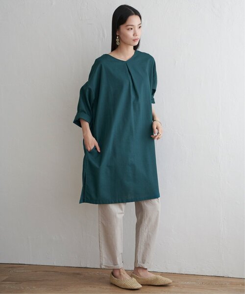 LBC(エルビーシー)の「リネン混サックワンピース(ワンピース・レディース・マスタード/パープル/ベージュ/グリーン/ブラック・M/L)」の14枚目の写真