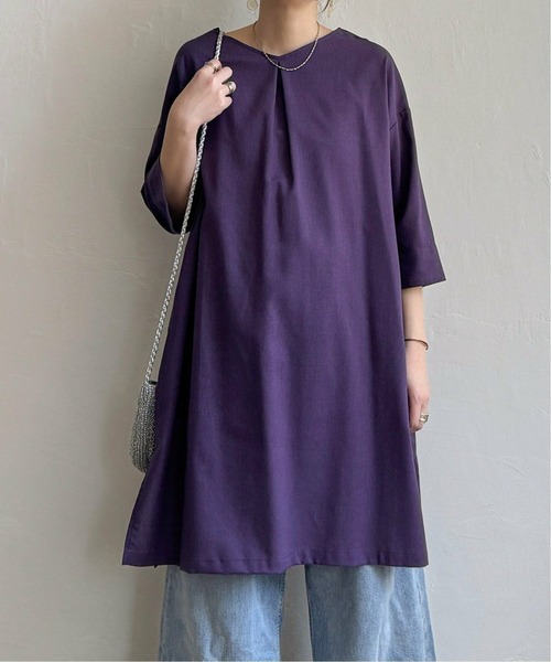 LBC(エルビーシー)の「リネン混サックワンピース(ワンピース・レディース・マスタード/パープル/ベージュ/グリーン/ブラック・M/L)」の9枚目の写真