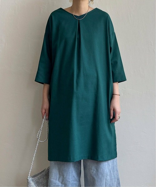 LBC(エルビーシー)の「リネン混サックワンピース(ワンピース・レディース・マスタード/パープル/ベージュ/グリーン/ブラック・M/L)」の10枚目の写真