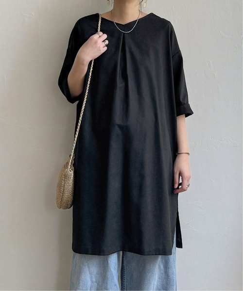 LBC(エルビーシー)の「リネン混サックワンピース(ワンピース・レディース・マスタード/パープル/ベージュ/グリーン/ブラック・M/L)」の8枚目の写真