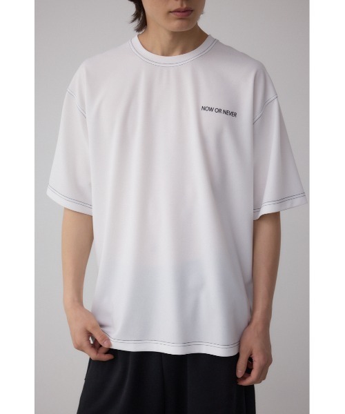 AZUL by moussy(アズールバイマウジー)の「オープンステッチロゴTシャツ(Tシャツ/カットソー・メンズ・ライトパープル/ホワイト/ライトグレー/ブラック/ライトブルー・MEDIUM/LARGE)」の1枚目の写真