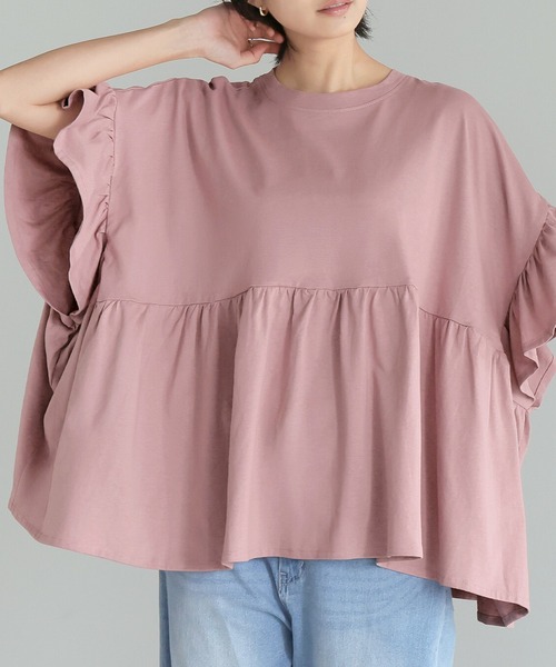 itto...（イット）の「[接触冷感]綿100％フリル切替カットソー（Tシャツ/カットソー・レディース・アイボリー/ブラック・M）」の16枚目の写真