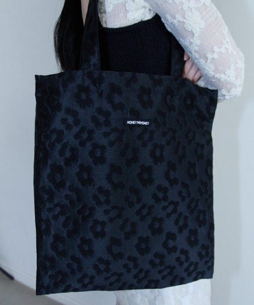 HONEY MI HONEY（ハニーミーハニー）の「flower jacquard tote bag（トートバッグ・レディース・ブラック/オフホワイト・FREE）」の19枚目の写真
