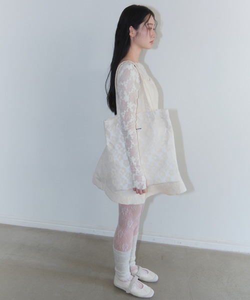HONEY MI HONEY（ハニーミーハニー）の「flower jacquard tote bag（トートバッグ・レディース・ブラック/オフホワイト・FREE）」の8枚目の写真