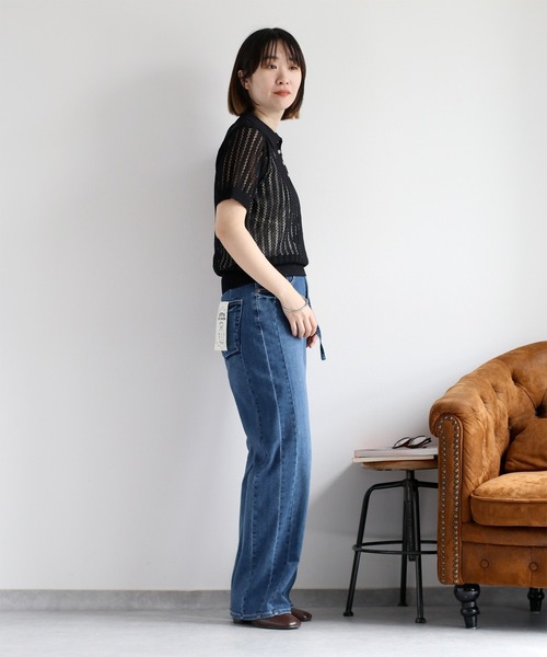 cepo（セポ）の「透かし編みメッシュニットポロ（ポロシャツ・レディース・オフホワイト/レッド/ブラック・M）」の18枚目の写真