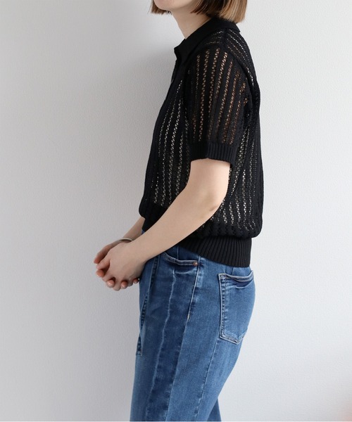 cepo（セポ）の「透かし編みメッシュニットポロ（ポロシャツ・レディース・オフホワイト/レッド/ブラック・M）」の22枚目の写真