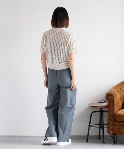 cepo（セポ）の「透かし編みメッシュニットポロ（ポロシャツ・レディース・オフホワイト/レッド/ブラック・M）」の6枚目の写真