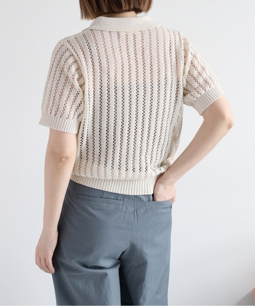 cepo（セポ）の「透かし編みメッシュニットポロ（ポロシャツ・レディース・オフホワイト/レッド/ブラック・M）」の11枚目の写真