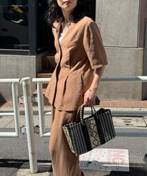 fredy emue | 《セットアップ対応》レーヨン麻半袖ジャケット(テーラードジャケット)