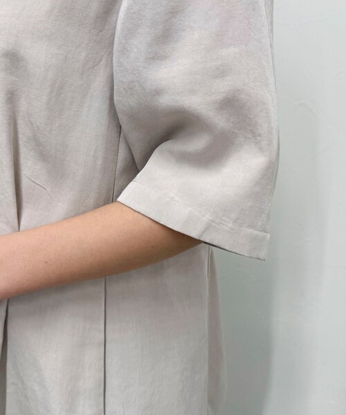 fredy emue（フレディエミュ）の「《セットアップ対応》レーヨン麻半袖ジャケット（テーラードジャケット・レディース・ブラウン/ベージュ/ブラック・38）」の16枚目の写真