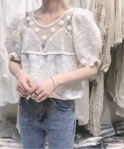 LETee(レティー)の「クロシェドッキングトップ(その他トップス・レディース・ベージュ/ホワイト・FREE)」の7枚目の写真