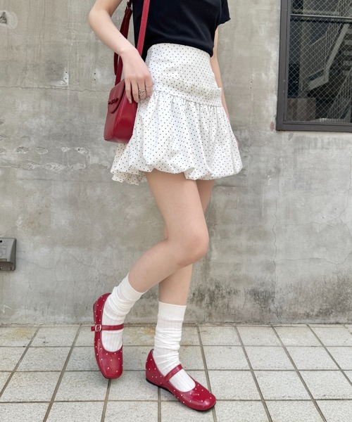 SOLLON.(ソルロン)の「バルーンドットミニスカパン(スカート・レディース・ホワイト/ブラック・M)」の6枚目の写真