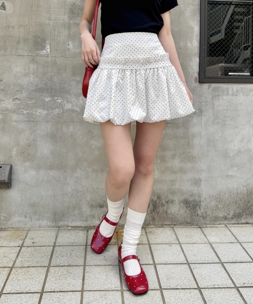 SOLLON.(ソルロン)の「バルーンドットミニスカパン(スカート・レディース・ホワイト/ブラック・M)」の5枚目の写真