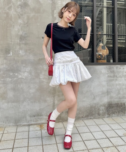 SOLLON.(ソルロン)の「バルーンドットミニスカパン(スカート・レディース・ホワイト/ブラック・M)」の8枚目の写真