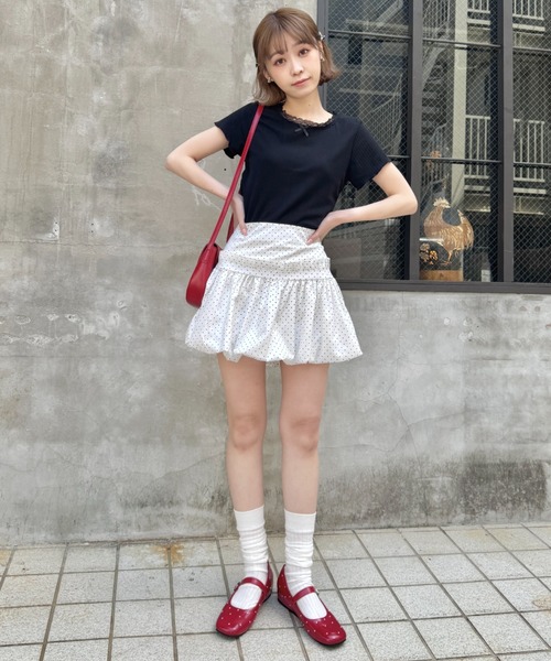 SOLLON.(ソルロン)の「バルーンドットミニスカパン(スカート・レディース・ホワイト/ブラック・M)」の7枚目の写真