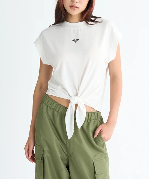 ROXY(ロキシー)の「【ROXY/ロキシー】25SS RHYTHM OF LOVE/裾リボン付きノースリーブトップス(Tシャツ/カットソー・レディース・ブラック/ホワイト・MEDIUM/LARGE)」の4枚目の写真