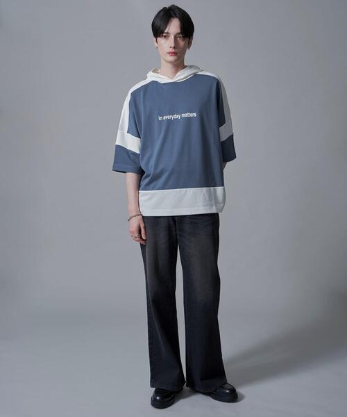 BROWNY(ブラウニー)の「BROWNY/ドルマンポンチフードT(Tシャツ/カットソー・メンズ・ホワイト/サックスブルー・MEDIUM/LARGE)」の17枚目の写真