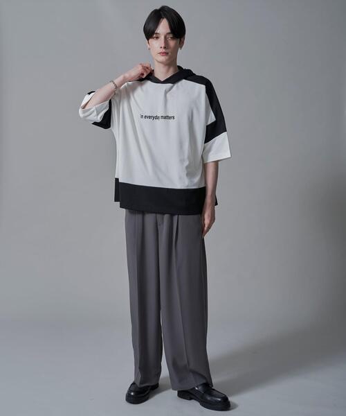 BROWNY(ブラウニー)の「BROWNY/ドルマンポンチフードT(Tシャツ/カットソー・メンズ・ホワイト/サックスブルー・MEDIUM/LARGE)」の16枚目の写真