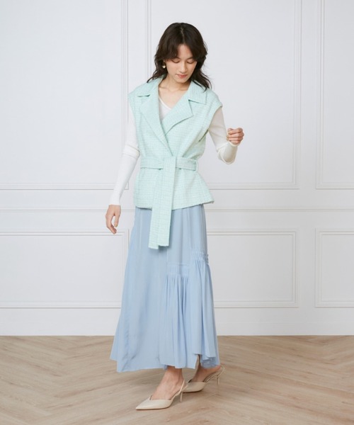 INED（イネド）の「casheartシルクリブニット 《la veille by SUPERIOR CLOSET》（ニット/セーター・レディース・オフホワイト/ネイビー・9号）」の10枚目の写真