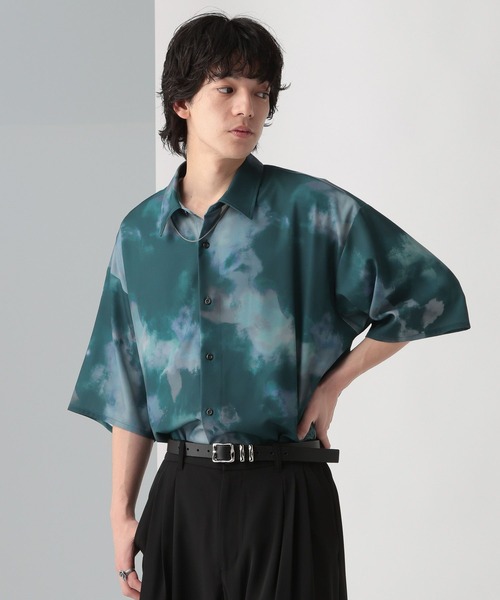 HARE 【WEB限定】マルチマテリアルパターンシャツ SS WEB限定】マルチマテリアルパターンシャツSS(HARE)（シャツ
