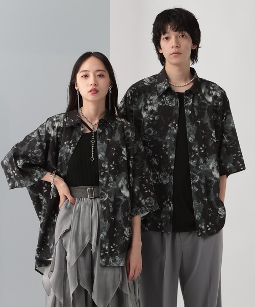 HARE 【WEB限定】マルチマテリアルパターンシャツ SS WEB限定】マルチマテリアルパターンシャツSS(HARE)（シャツ