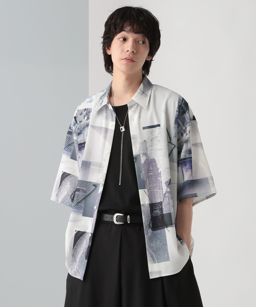 HARE 【WEB限定】マルチマテリアルパターンシャツ SS セール】【WEB限定】マルチマテリアルパターンシャツSS(HARE
