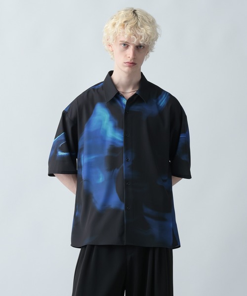 HARE（ハレ）の「【WEB限定】マルチマテリアルパターンシャツSS(HARE)（シャツ/ブラウス・メンズ・ホワイト系その他/ブルー系その他/グリーン系その他/ブラック系その他/ブラック系その他2・MEDIUM/SMALL/LARGE）」の13枚目の写真